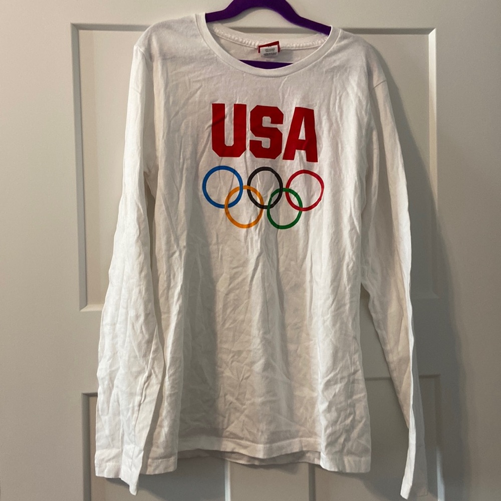 Olympics Team Apparel Long Sleeve Rings Logo Cotton Tshirt large EUC kids large